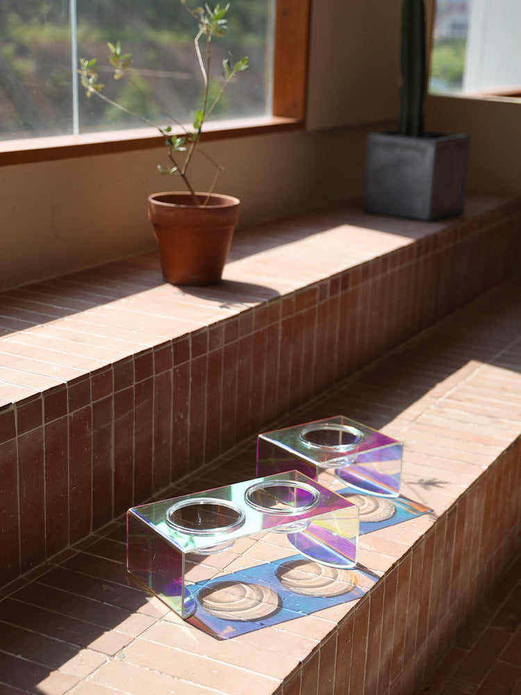 Acrylic Luxe™ | Modern Iridescent Pet Bowl (Single or Dual)💎🍽️