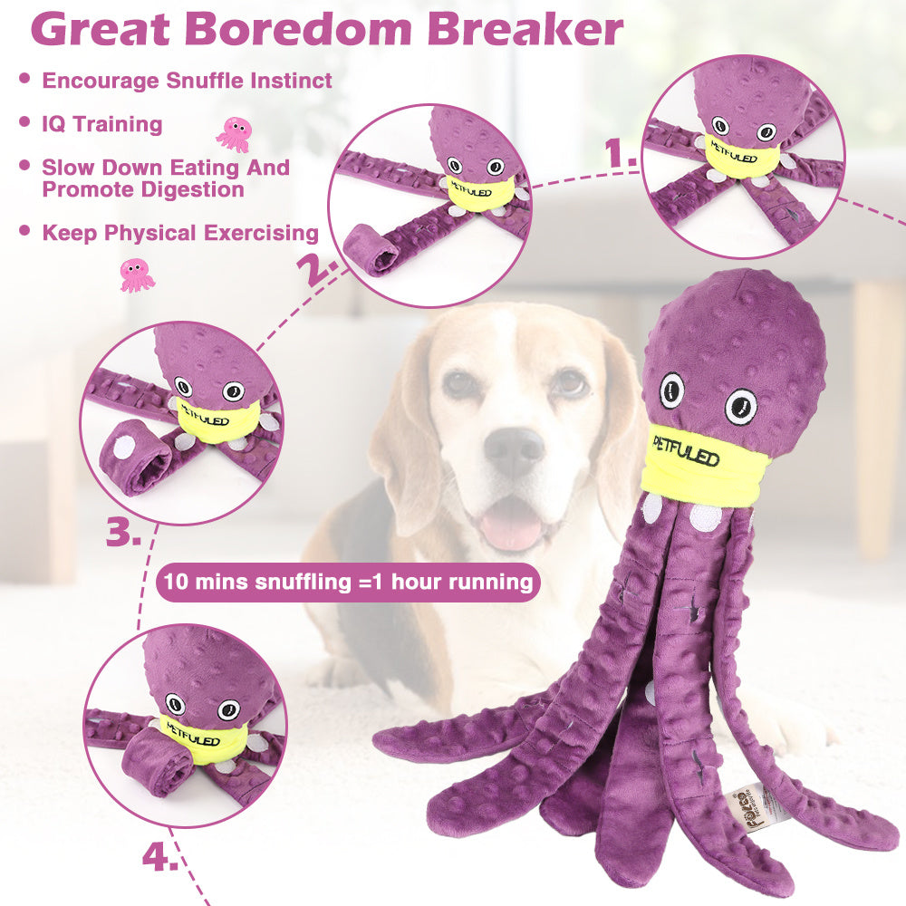 Interactive Octopus Dog Snuffle Toy – Plush Puzzle Chew Toy for Stress Relief & Slow Feeding