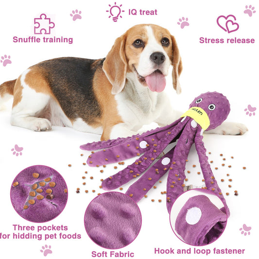 Interactive Octopus Dog Snuffle Toy – Plush Puzzle Chew Toy for Stress Relief & Slow Feeding