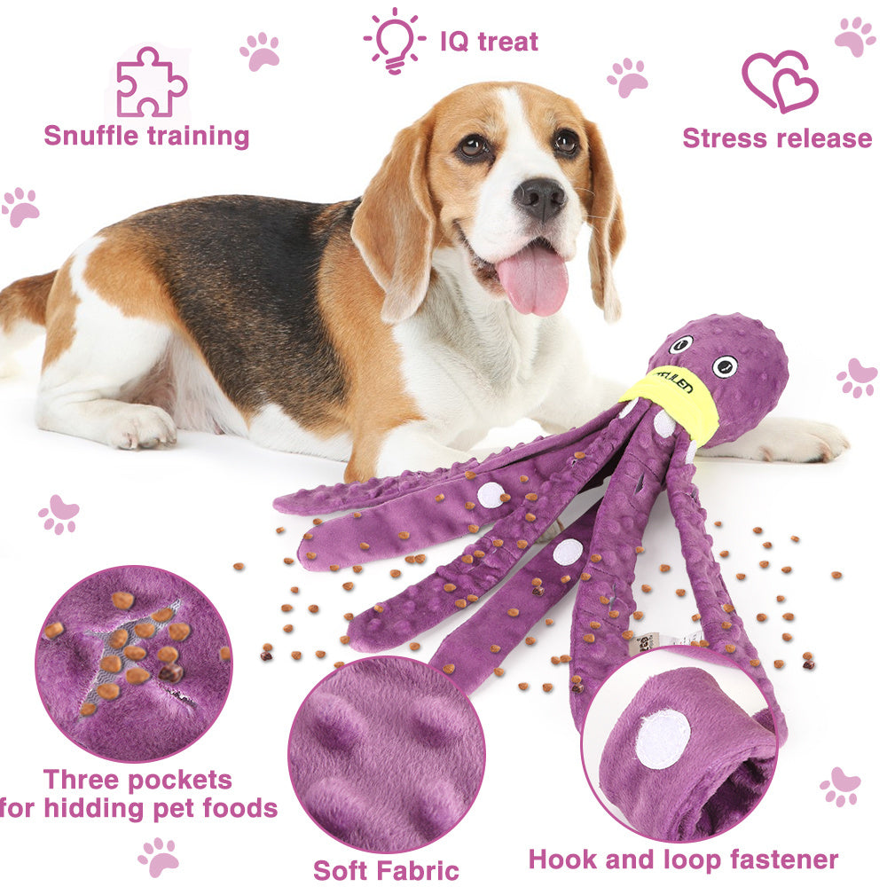 Interactive Octopus Dog Snuffle Toy – Plush Puzzle Chew Toy for Stress Relief & Slow Feeding