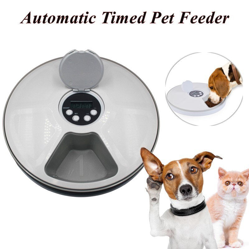 Automatic 6-Meal Smart Pet Feeder | Dogs & Cats Food Dispenser with Timer & Music Reminder