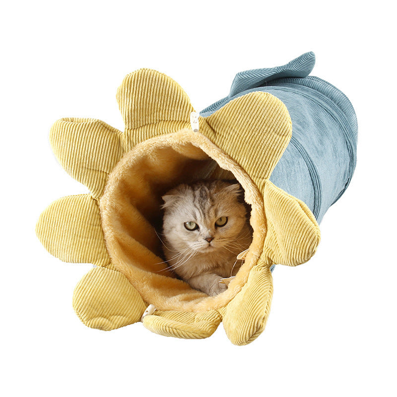 SnuggleBloom™ Cat Tunnel 🌸 – 2u1 Hammock & Cozy Cave