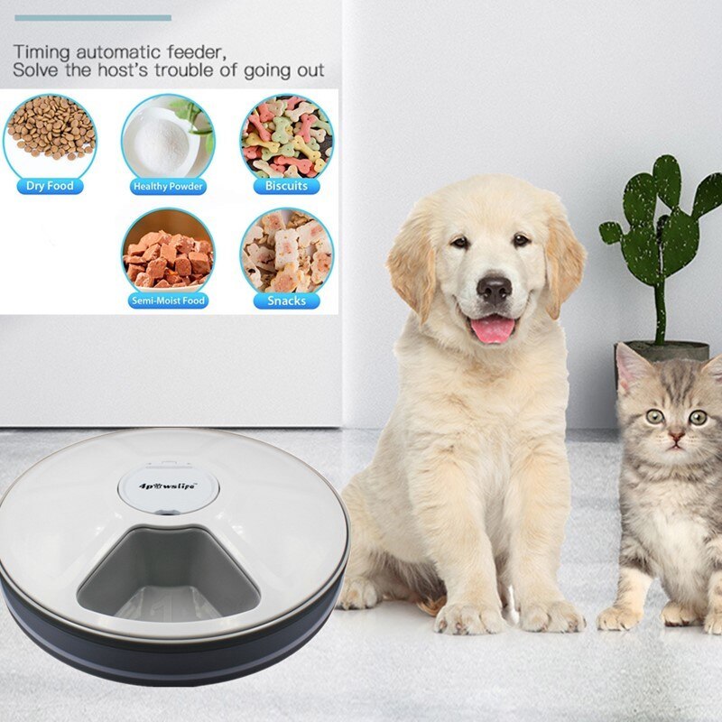 Automatic 6-Meal Smart Pet Feeder | Dogs & Cats Food Dispenser with Timer & Music Reminder