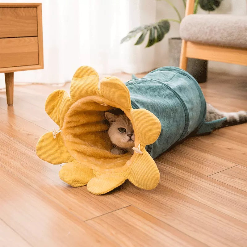 SnuggleBloom™ Cat Tunnel 🌸 – 2u1 Hammock & Cozy Cave