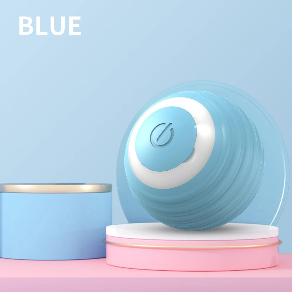 Smart Interactive Cat Ball 🐾 – Automatic Rolling Toy (Blue & Pink)