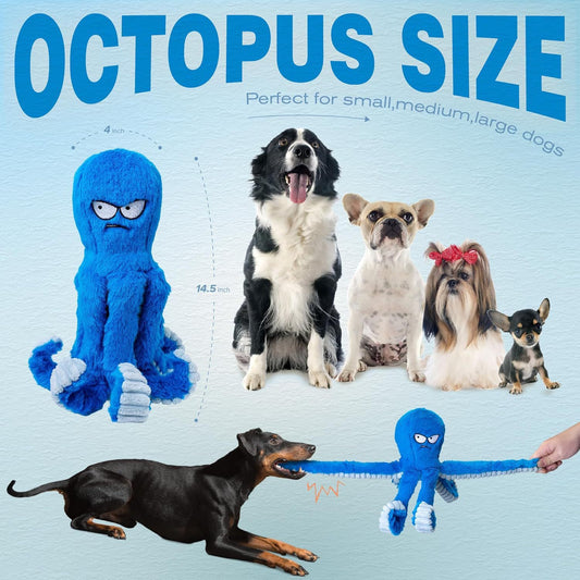 Tough Octo™ Dog Chew Toy – Durable Plush Squeaky Toy for Endless Fun