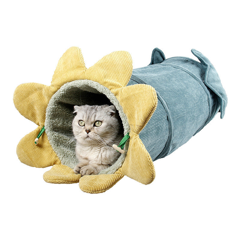 SnuggleBloom™ Cat Tunnel 🌸 – 2u1 Hammock & Cozy Cave