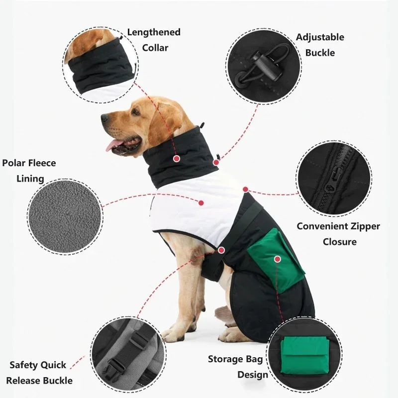 Winter Armor Dog Jacket – Waterproof, Windproof & Ultra-Warm Coat with Pockets