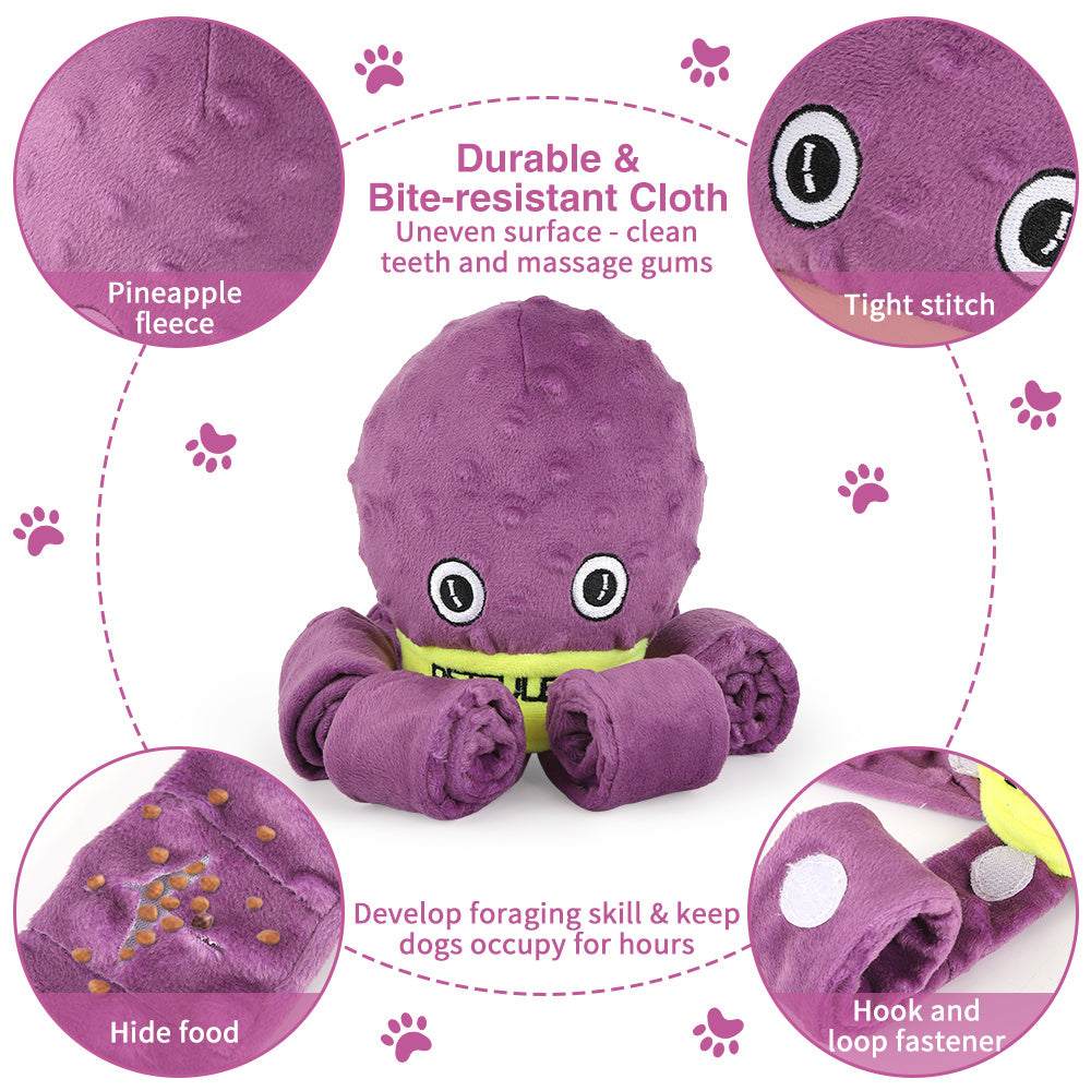 Interactive Octopus Dog Snuffle Toy – Plush Puzzle Chew Toy for Stress Relief & Slow Feeding