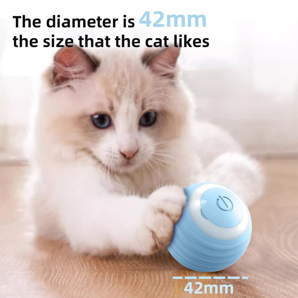 Smart Interactive Cat Ball 🐾 – Automatic Rolling Toy (Blue & Pink)
