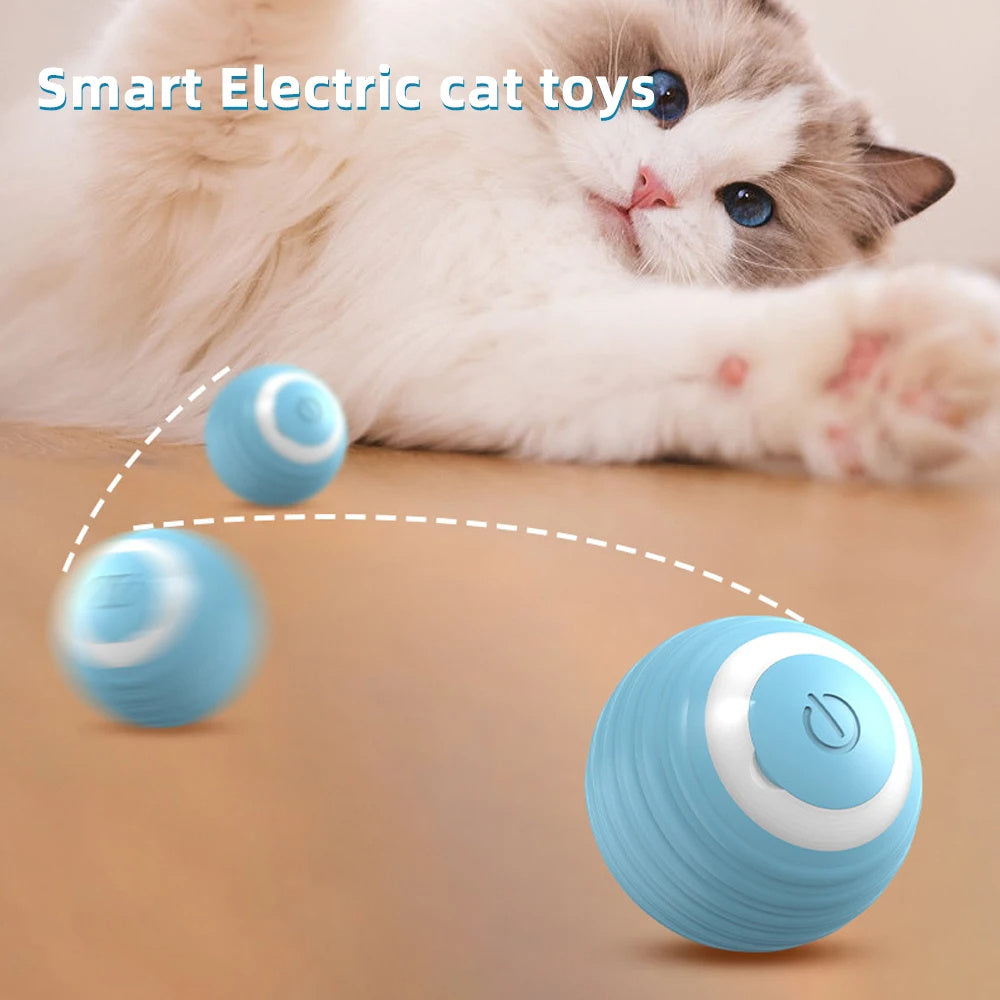 Smart Interactive Cat Ball 🐾 – Automatic Rolling Toy (Blue & Pink)