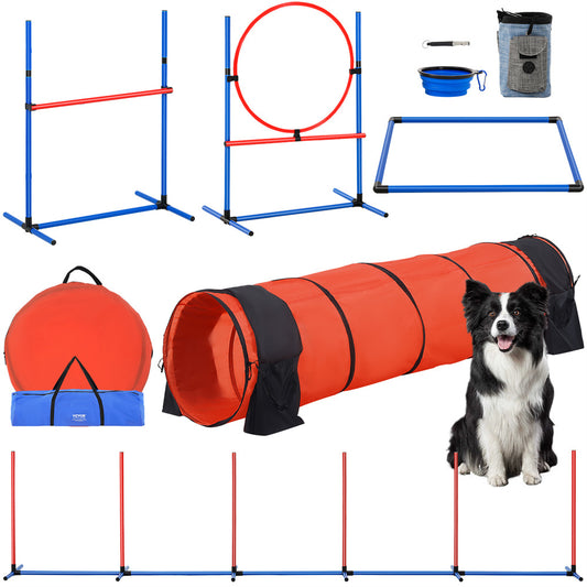 Dog Agility Training Set – 5 in 1 Kit with Tunnel & Hurdles