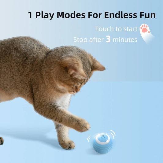 Smart Interactive Cat Ball 🐾 – Automatic Rolling Toy (Blue & Pink)