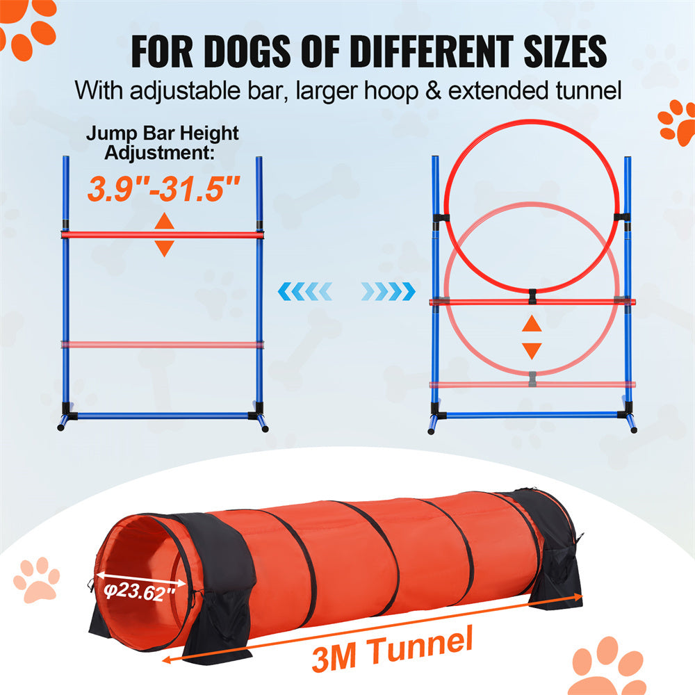 Dog Agility Training Set – 5 in 1 Kit with Tunnel & Hurdles